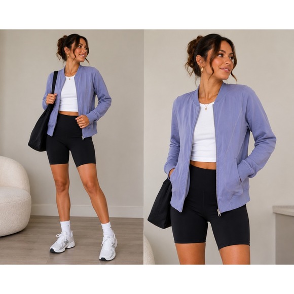Athleta Jackets & Blazers - Athleta Women's Blue Lightweight Bomber Jacket Full Zip Athletic Casual Size S